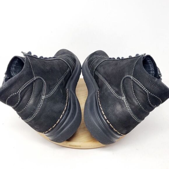 Wolky Ankle Boots Womens 41 Why Black Nubuck Leather Lace Up Zip Bootie Shoes - Picture 9 of 13